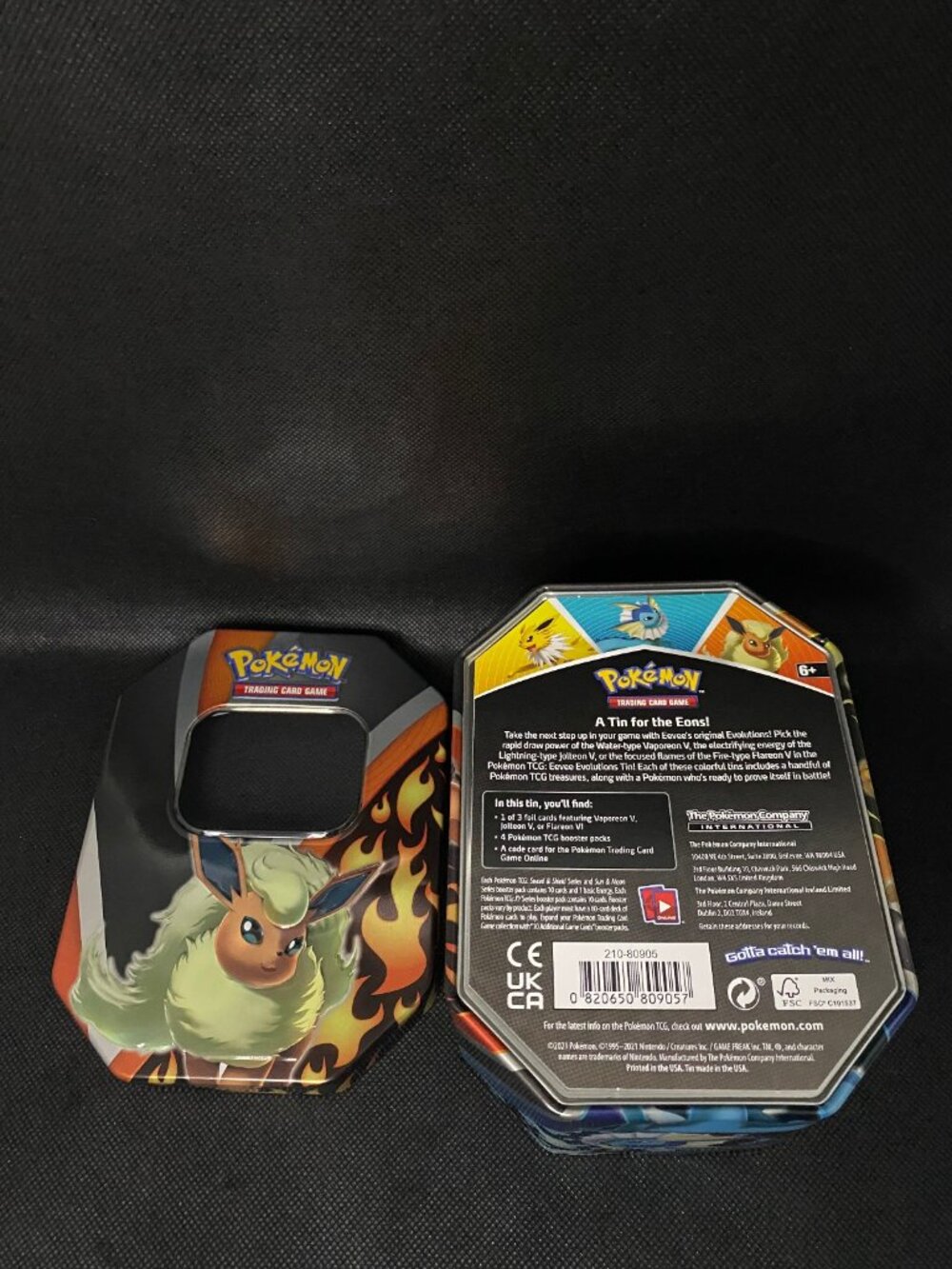 Empty Flareon Pokemon TCG Eevee Evolutions Tin Storage Container